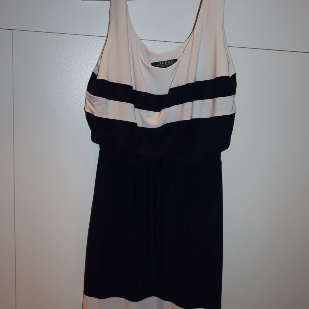 Lauren Ralph Lauren Cream and Navy Dress
